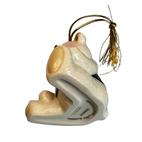 Brandys Teddy 96 Patriotic Bear Ornament Beige Ceramic With Glasses & Box - Picture 8 of 9